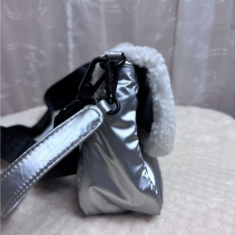 Pajar Canada Shearling Trim Puffy Quilted Crossbody Bag